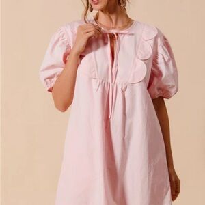 So Me Pink Puff Sleeve Babydoll Dress